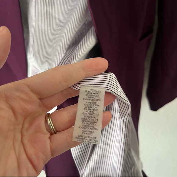 Calvin Klein Blazer Women's 2 Purple Collarless Open Front Tunic Length Career - Picture 5 of 8